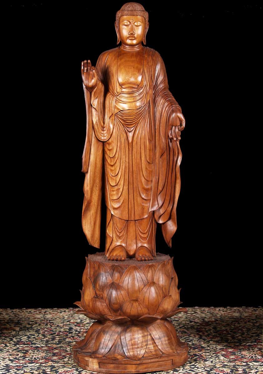 Wood Lotus Base Vitarka Buddha 68"